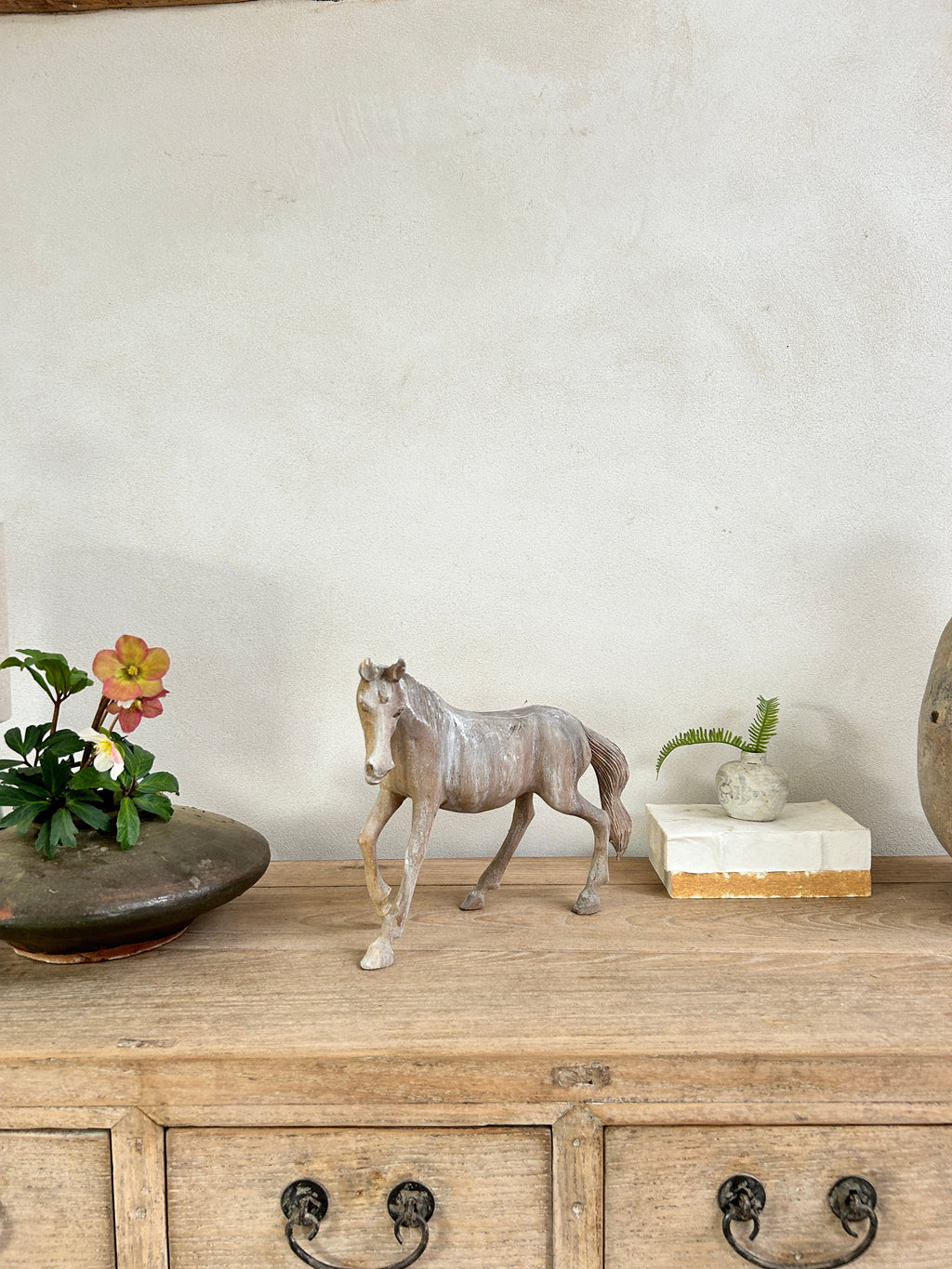 Vintage hand-carved wooden horse