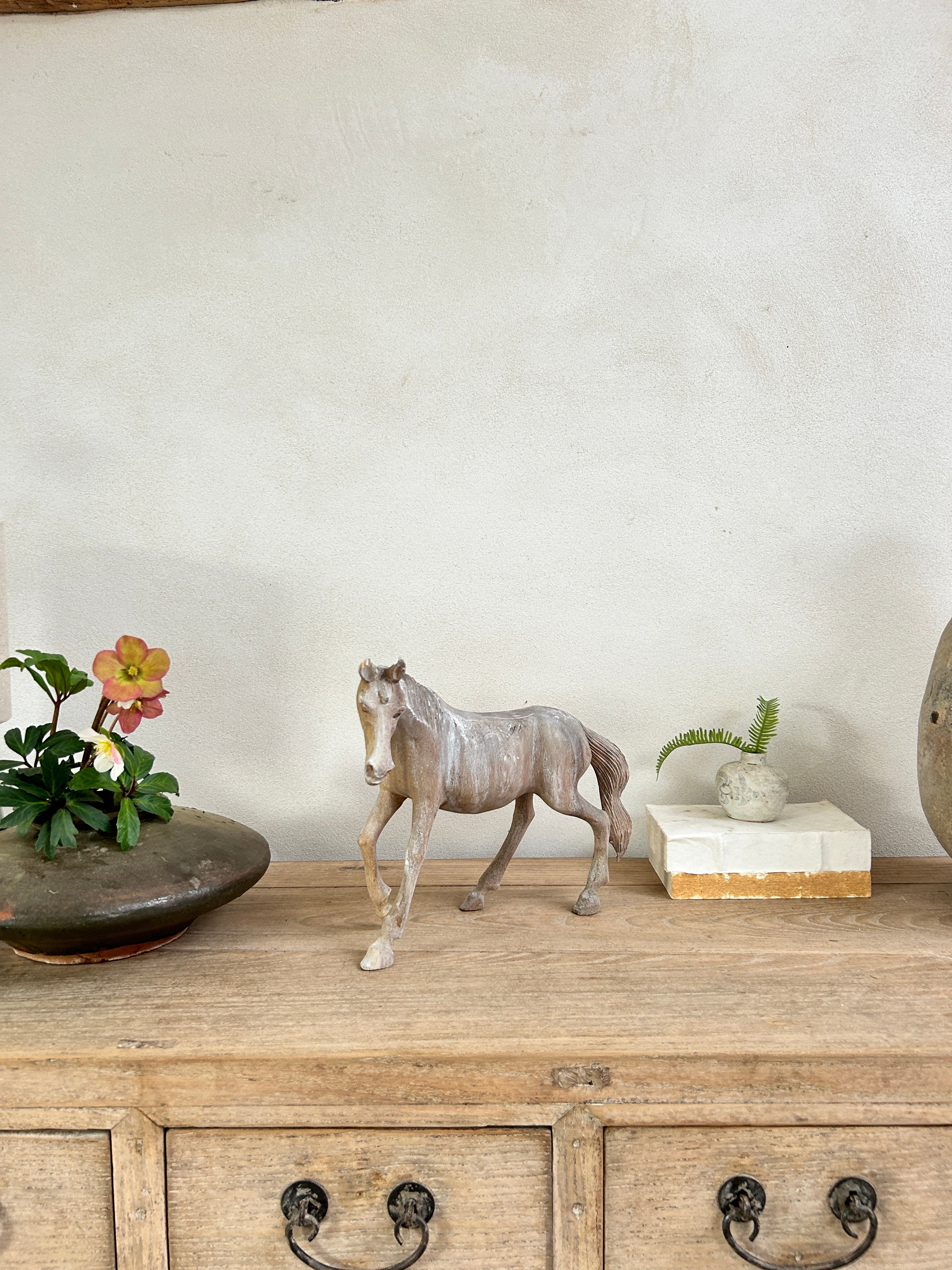 Vintage hand-carved wooden horse