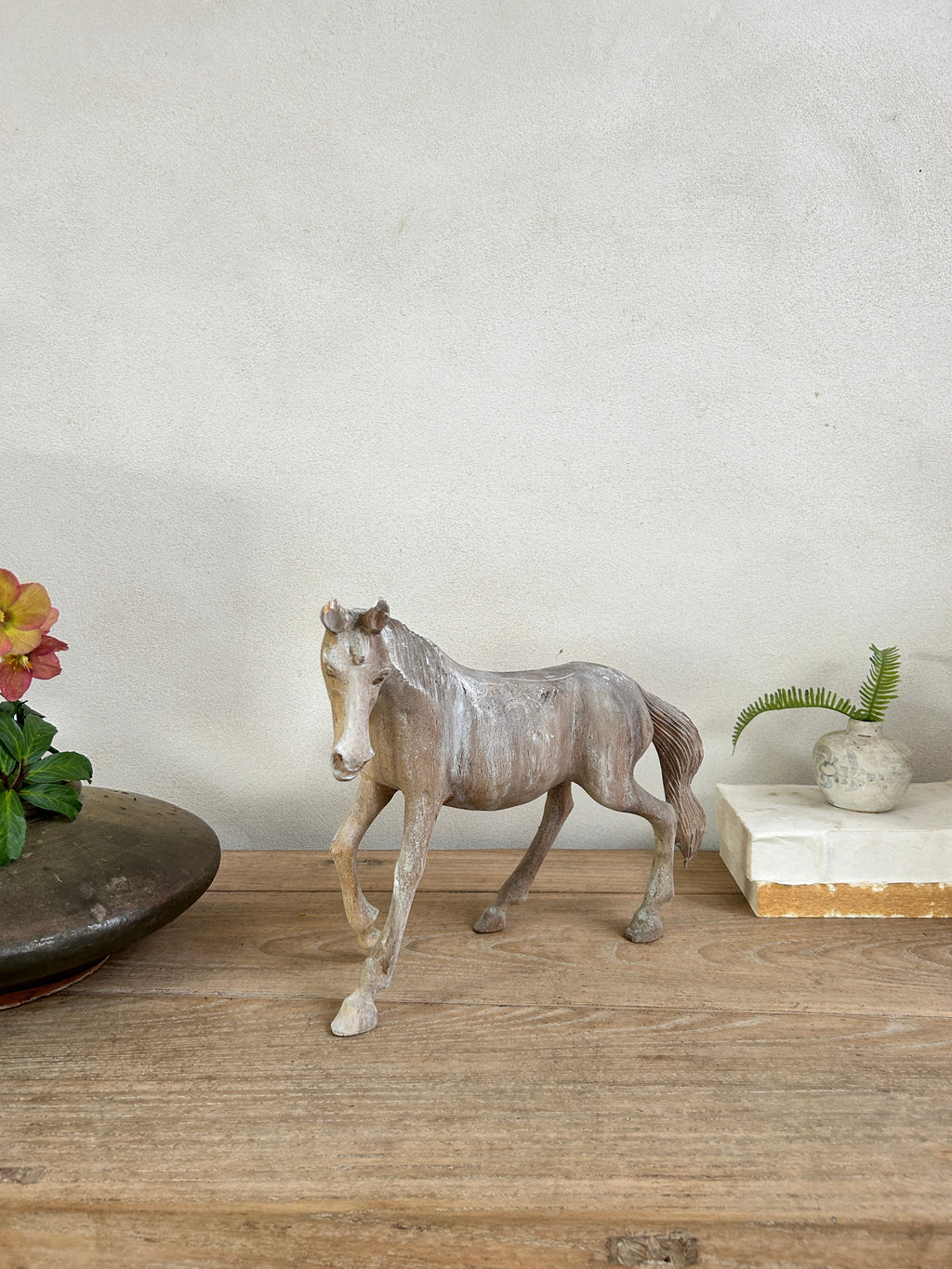 Vintage hand-carved wooden horse