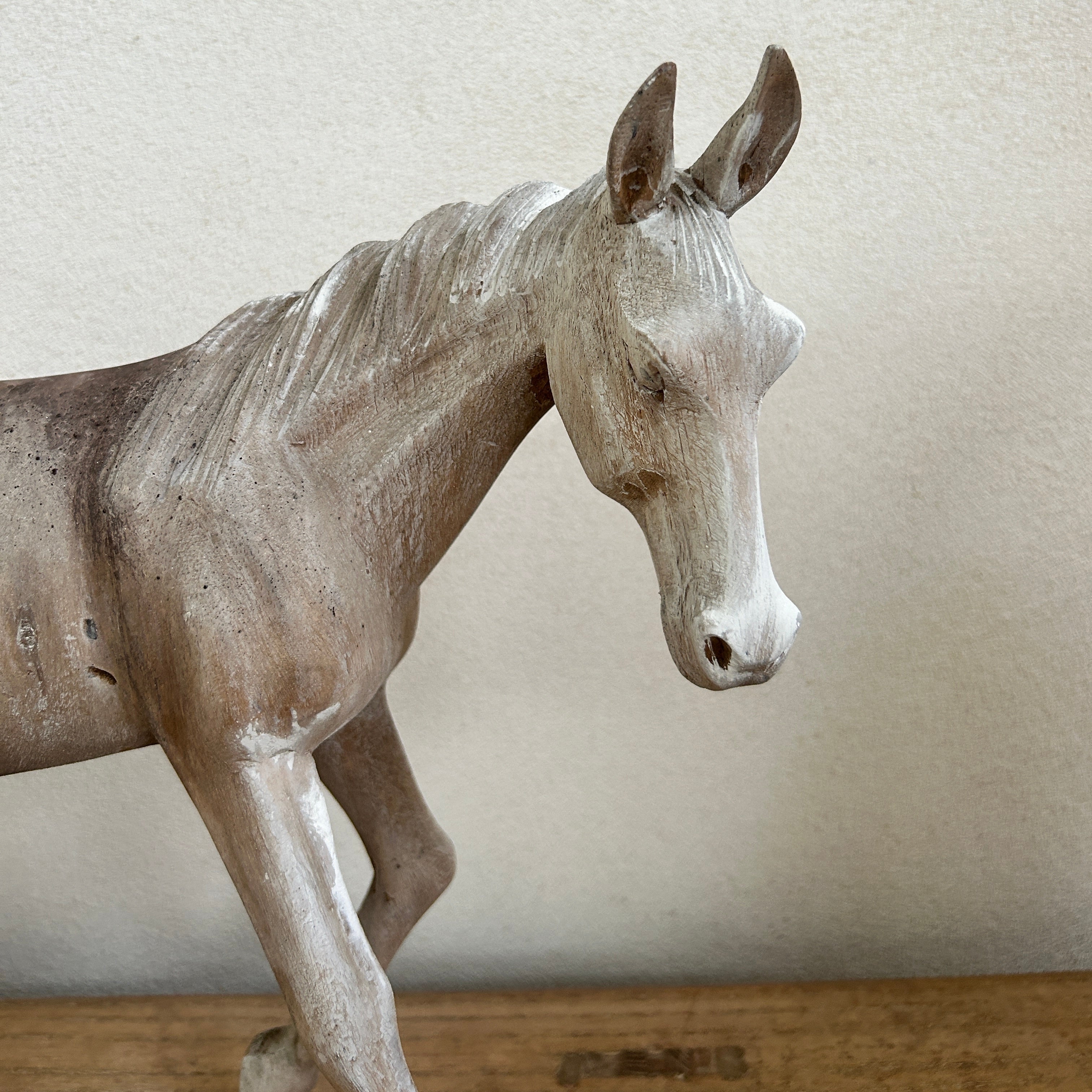 Vintage hand-carved wooden horse