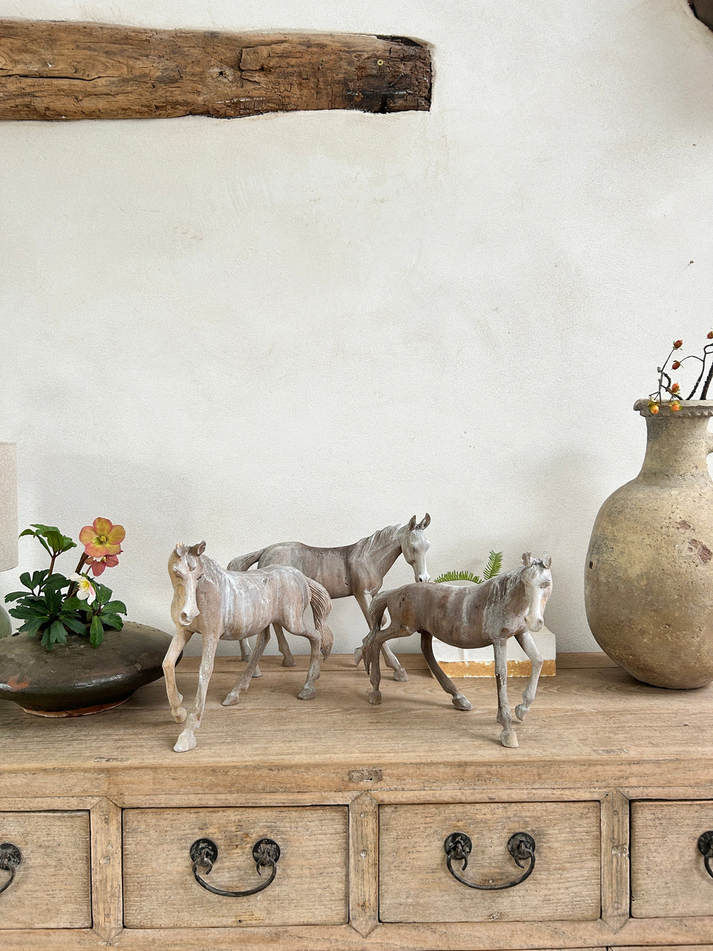 Vintage hand-carved wooden horse