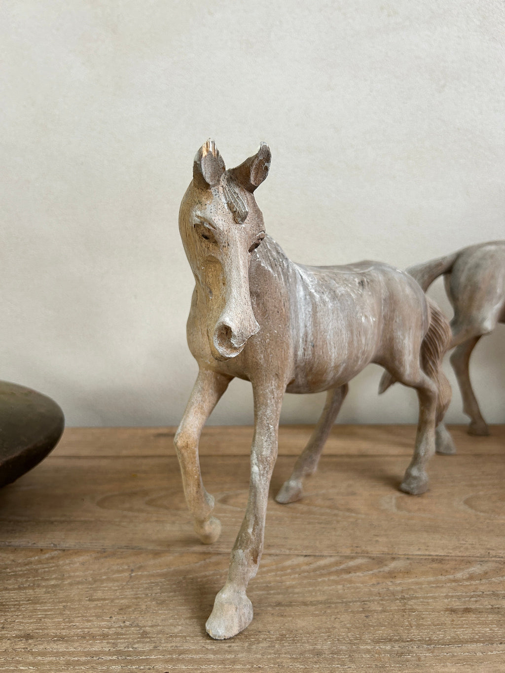 Vintage hand-carved wooden horse