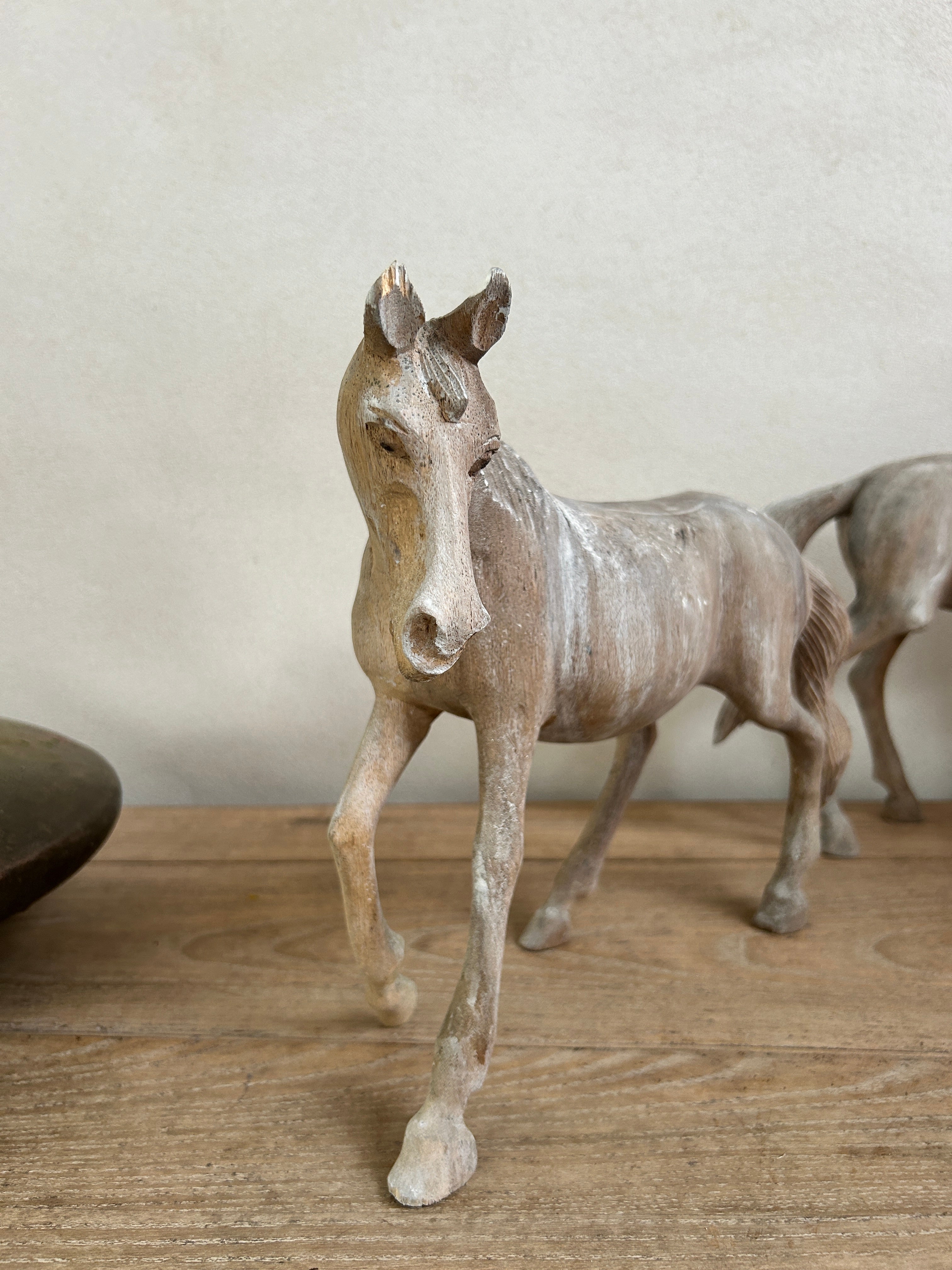 Vintage hand-carved wooden horse