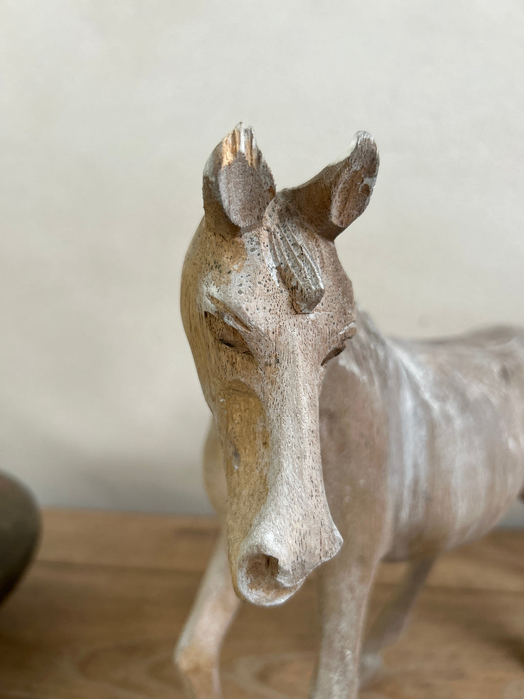 Vintage hand-carved wooden horse