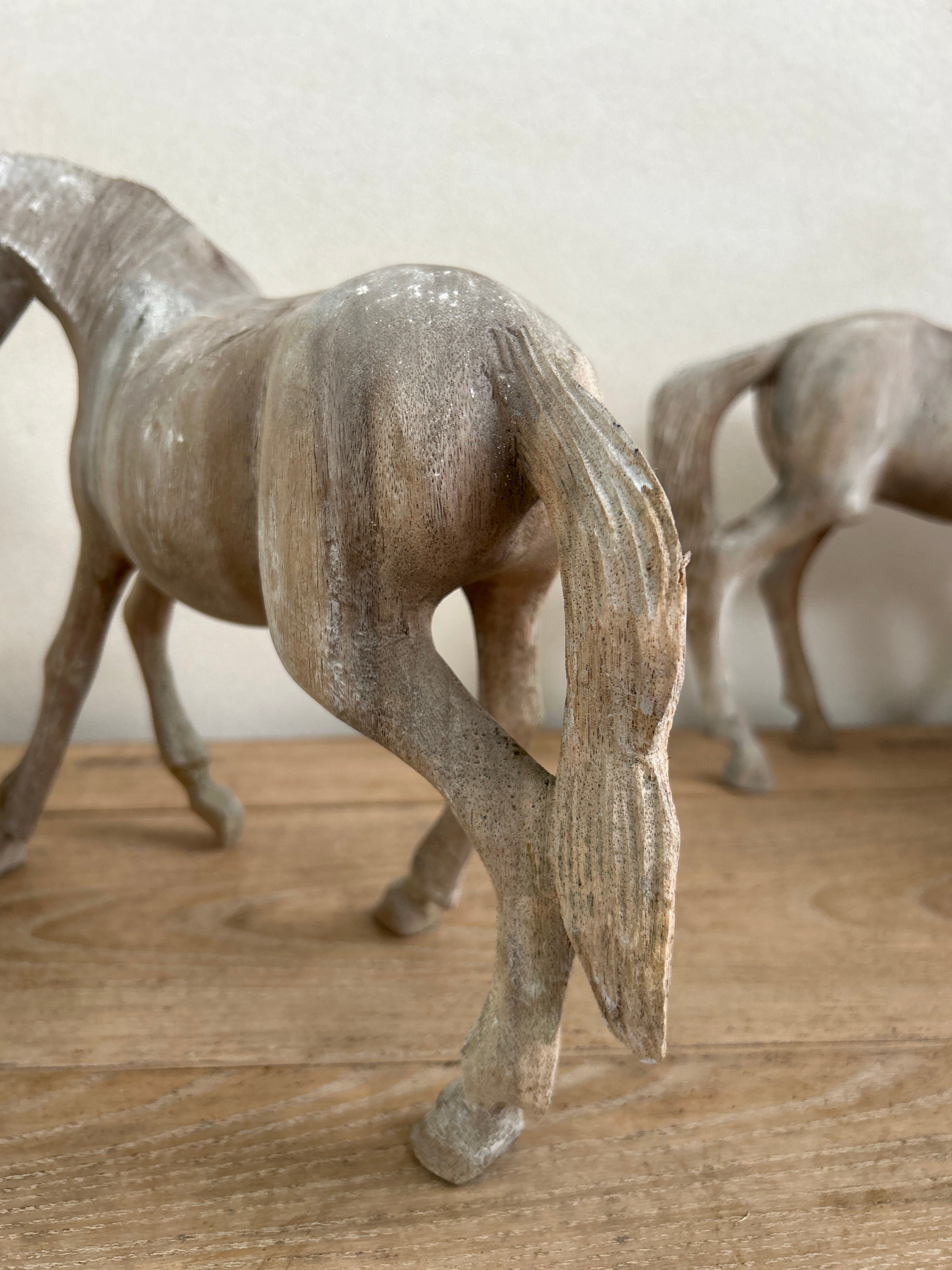 Vintage hand-carved wooden horse