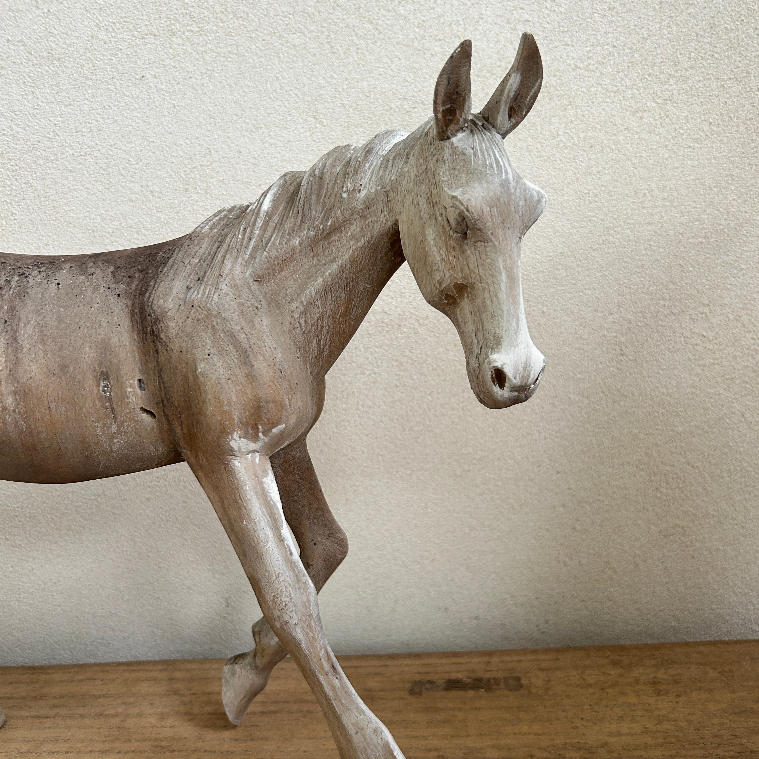 Vintage hand-carved wooden horse
