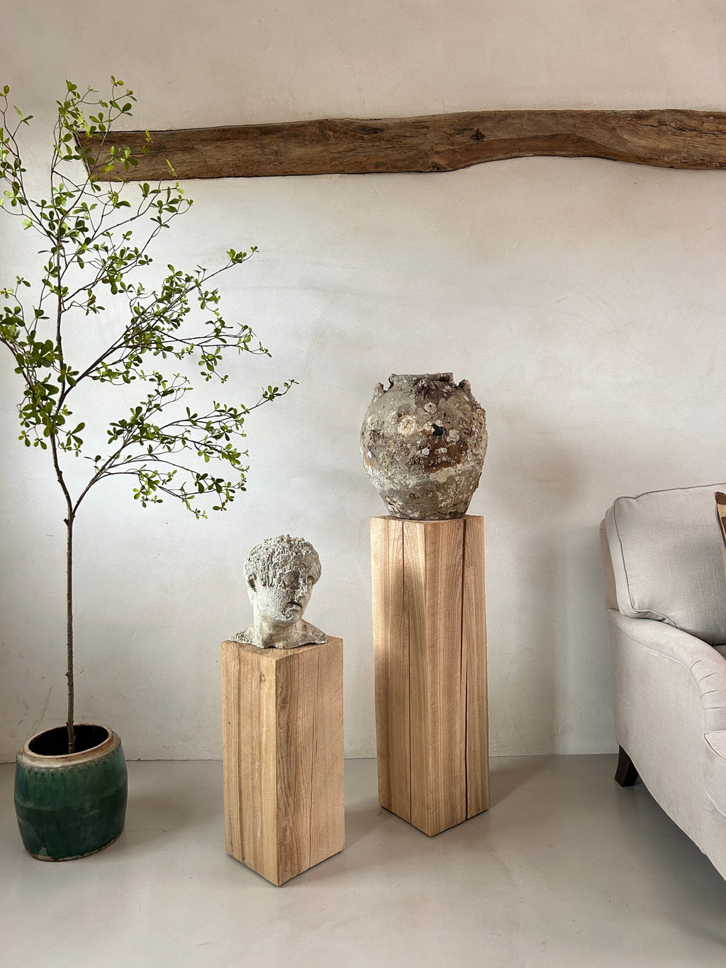 Wooden oak plinths
