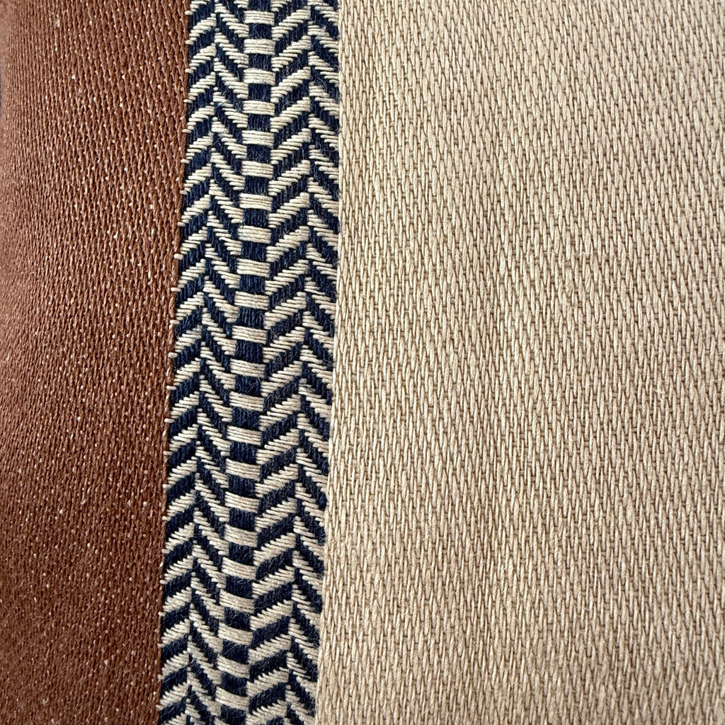Woven Linen Cushion | Indigo Ochre Stripe