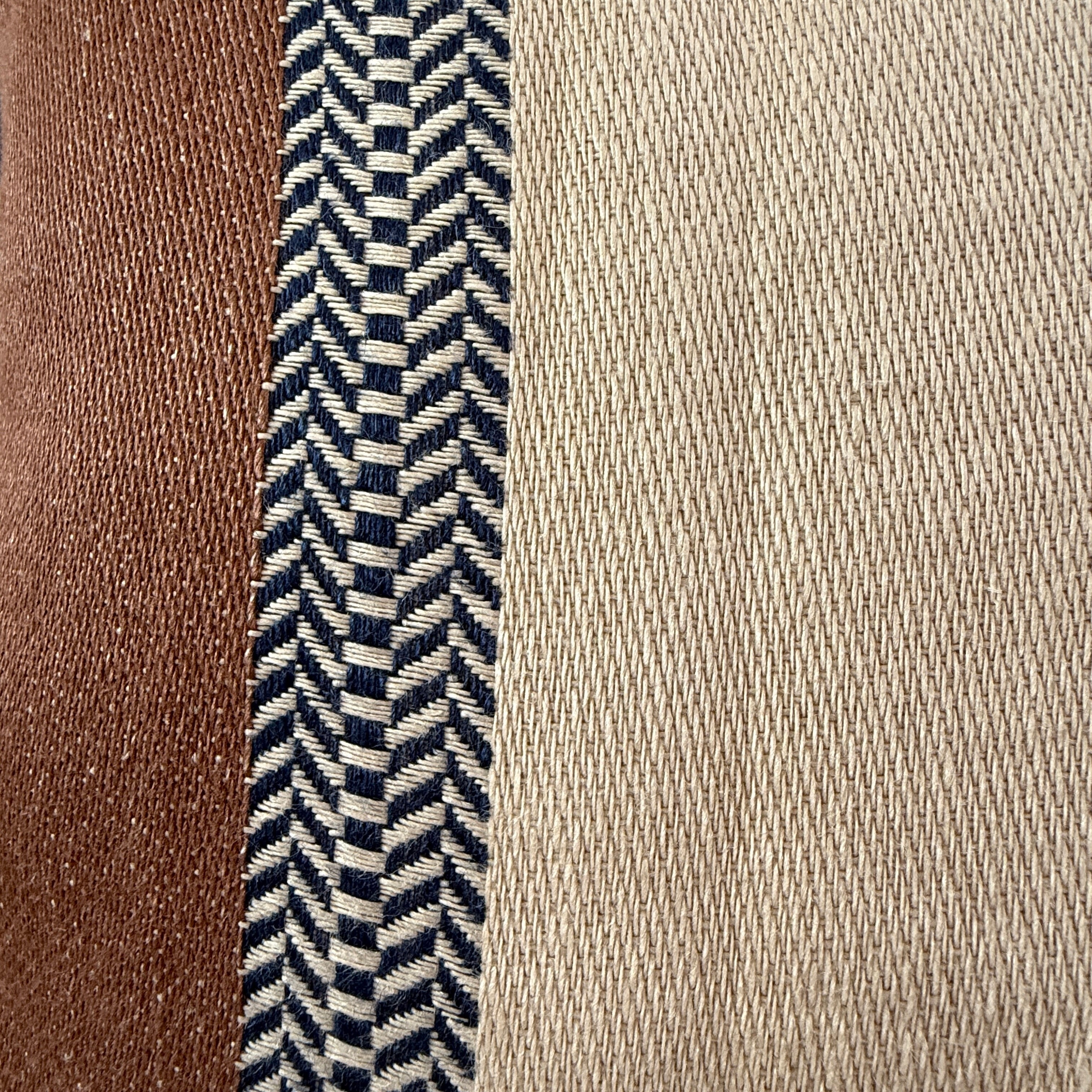 Woven Linen Cushion | Indigo Ochre Stripe