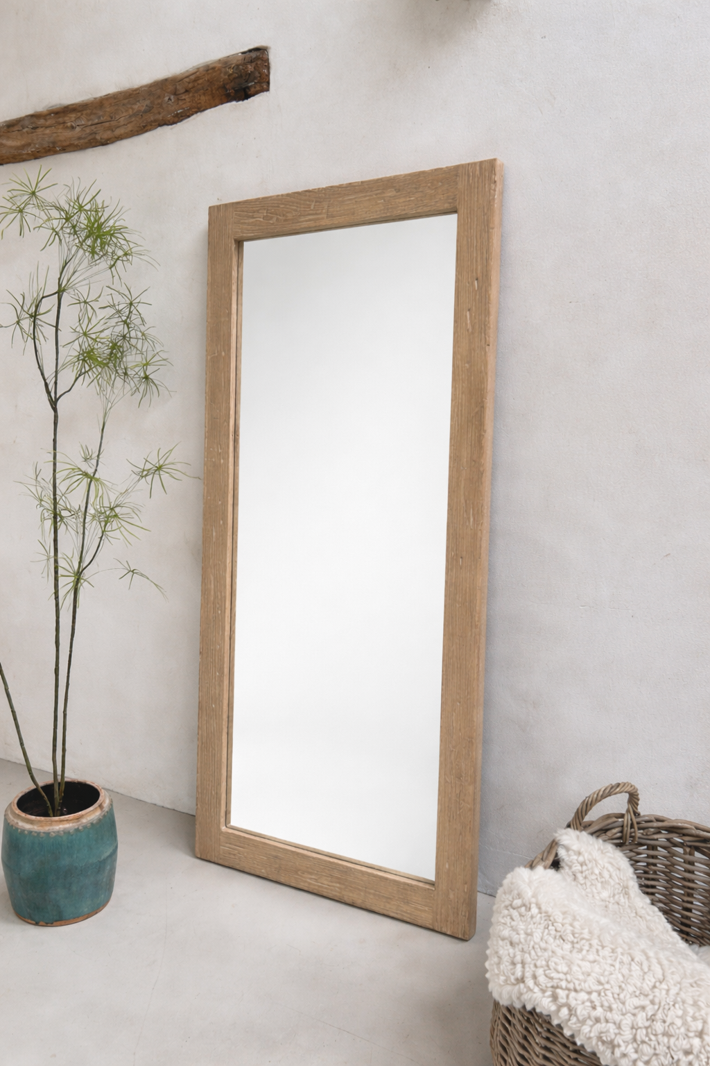 Large rectangular hand-carved elm mirror | Aurelia