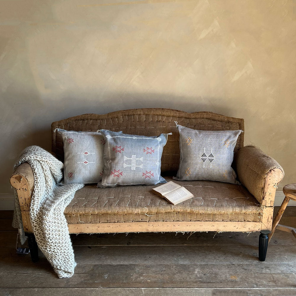 Grey cactus silk cushion