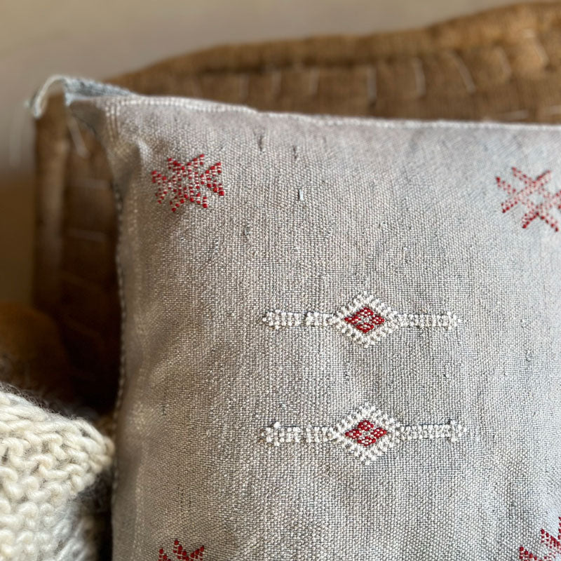 Grey cactus silk cushion
