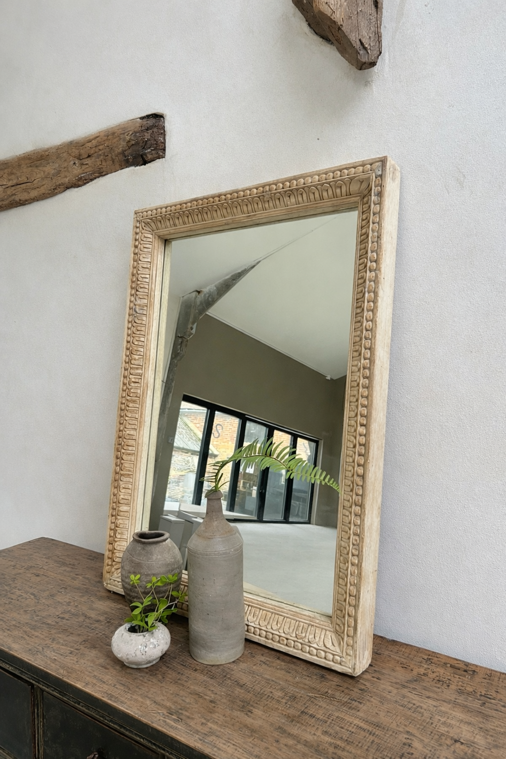 Antique hand-carved solid wood mirror | Eirah