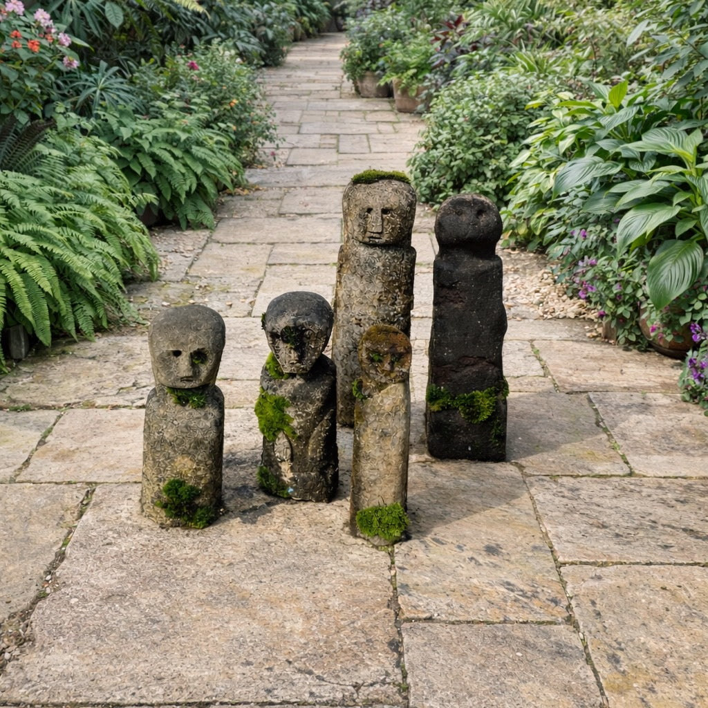 Vintage Handcarved Stone Garden Sumba Statues