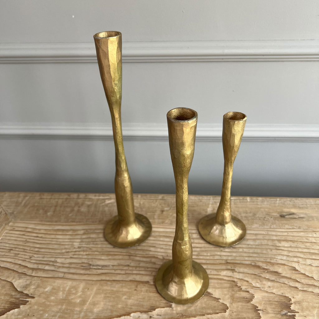 Hammered Gold Candlestick Holder