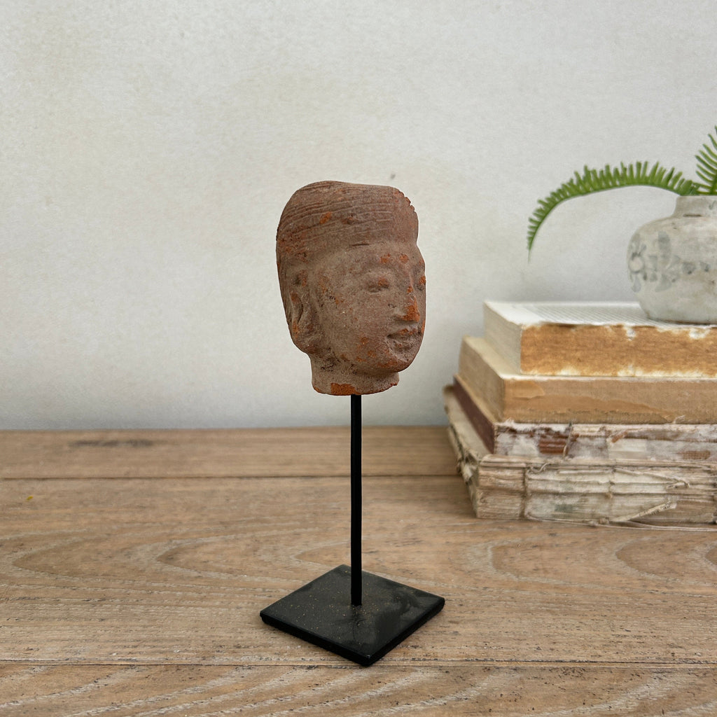 Hand-made antique terracotta heads on stand | Sita