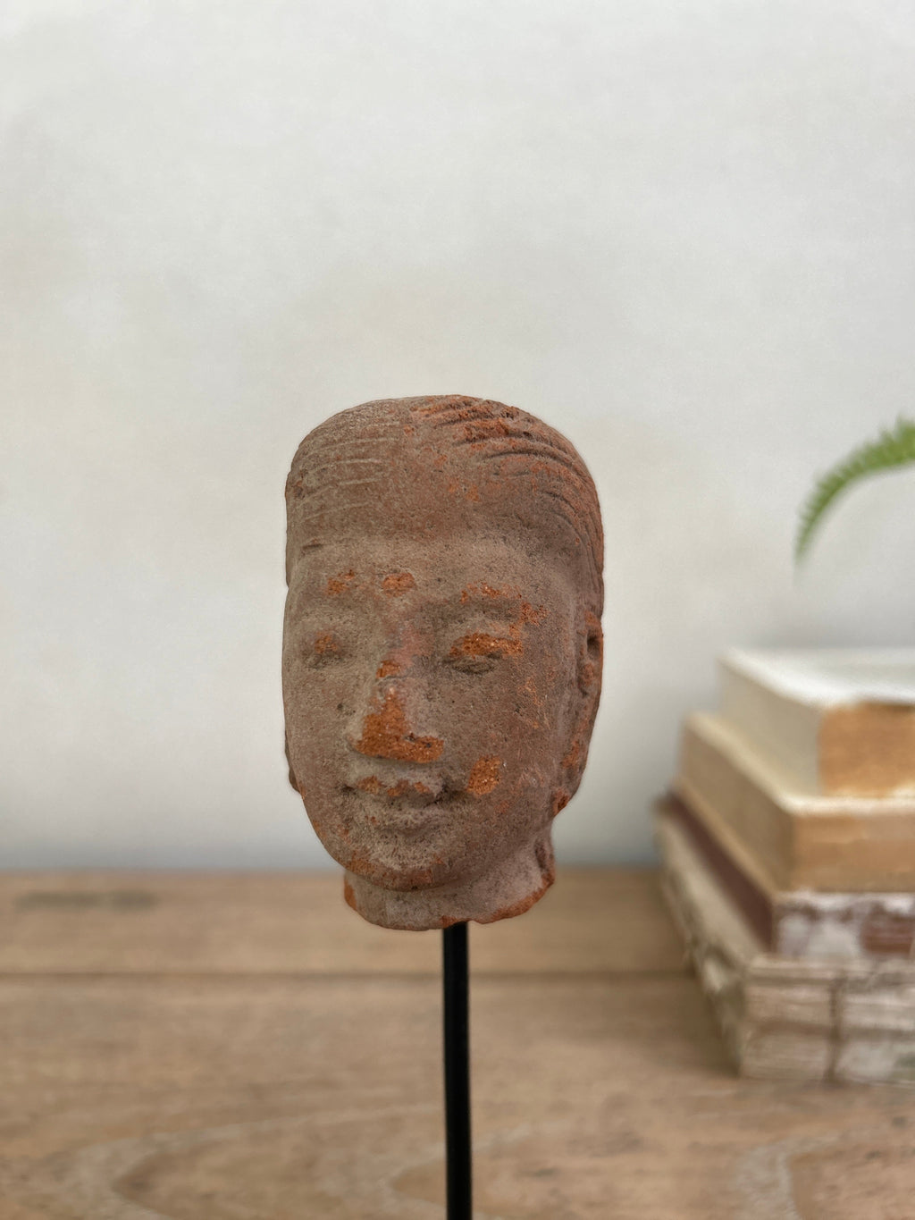 Hand-made antique terracotta heads on stand | Sita