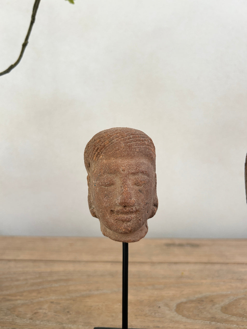 Hand-made antique terracotta heads on stand | Sita