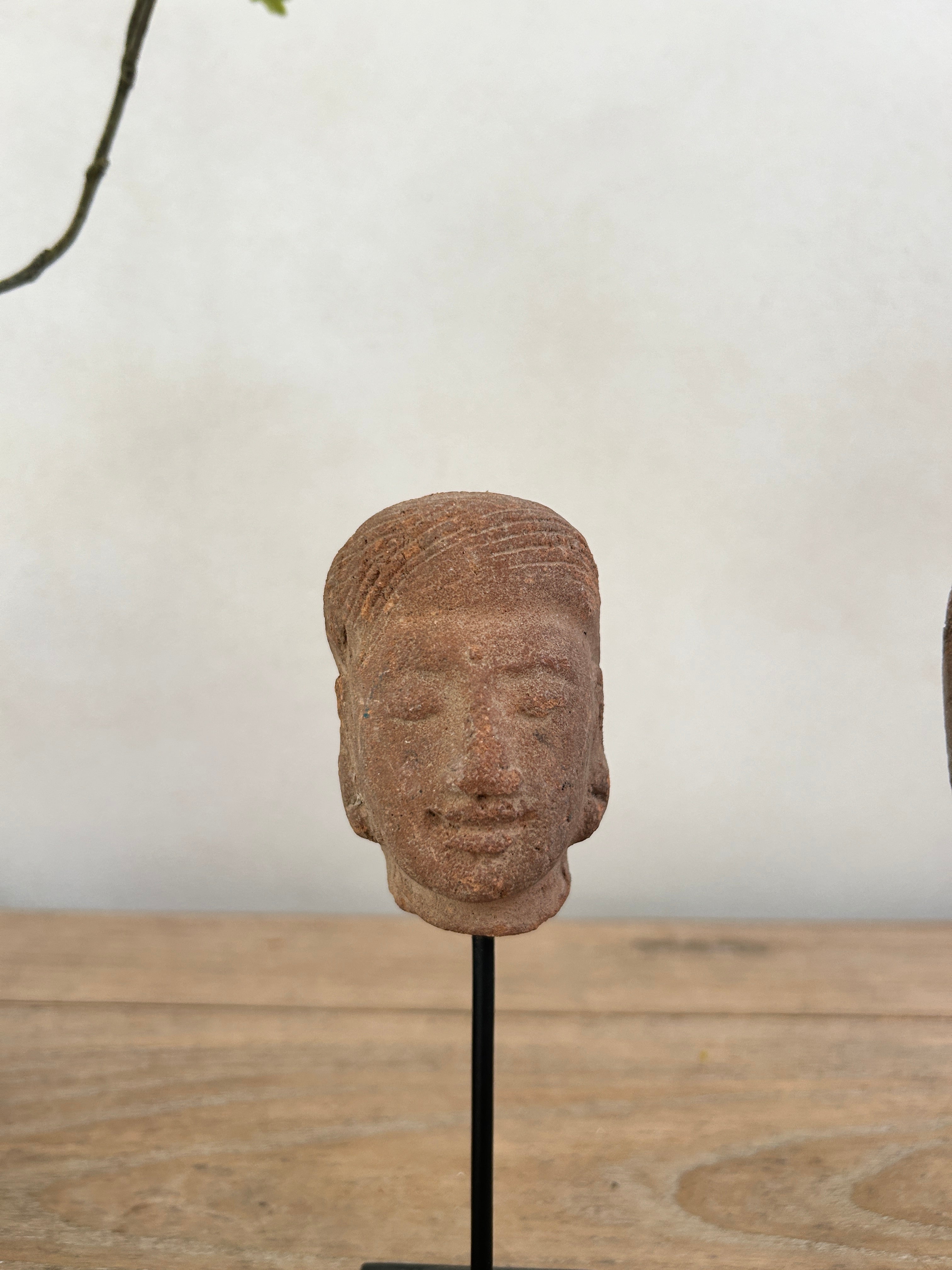 Hand-made antique terracotta heads on stand | Sita