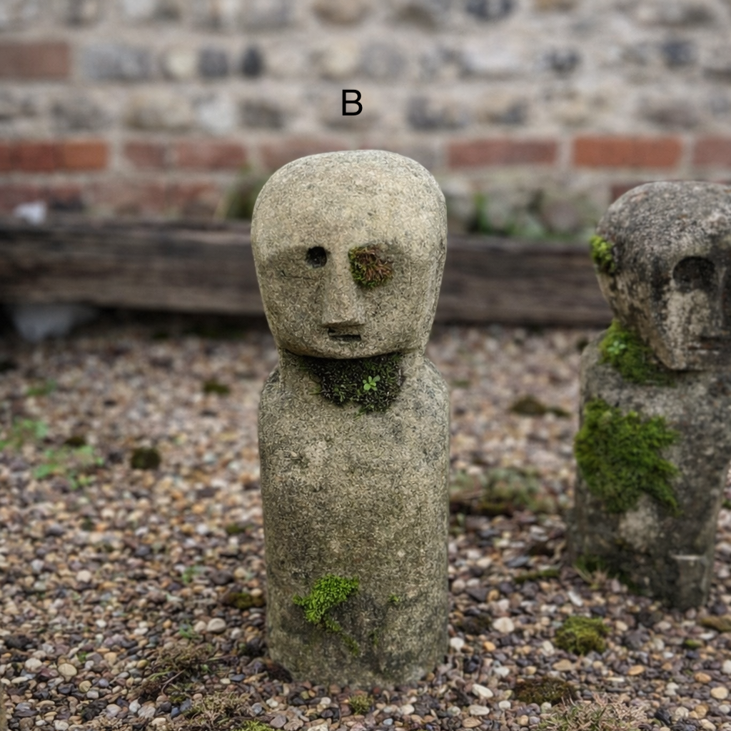 Vintage Handcarved Stone Garden Sumba Statues